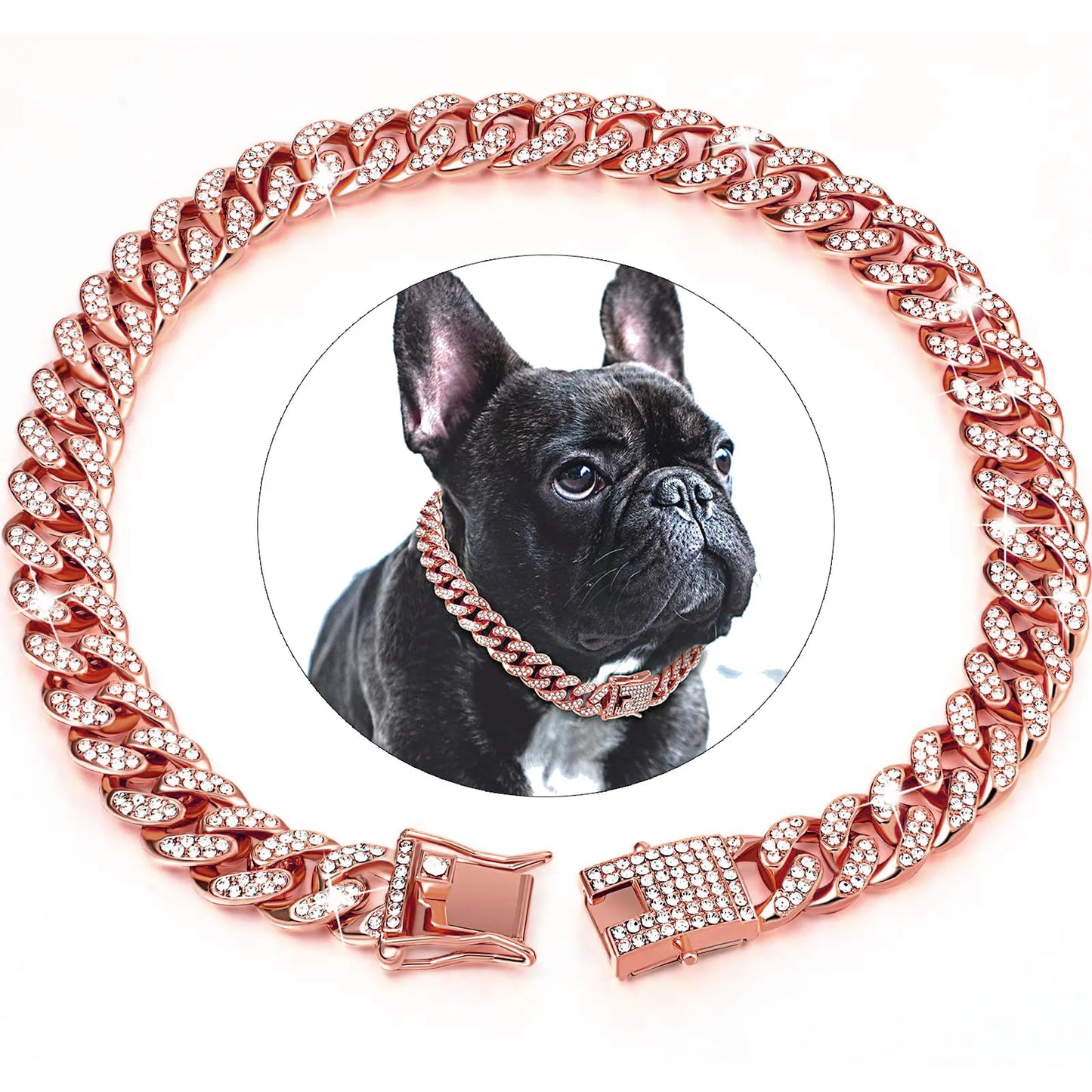 Luxury Cuban Chain Dog Collar – Gold Plated Metal